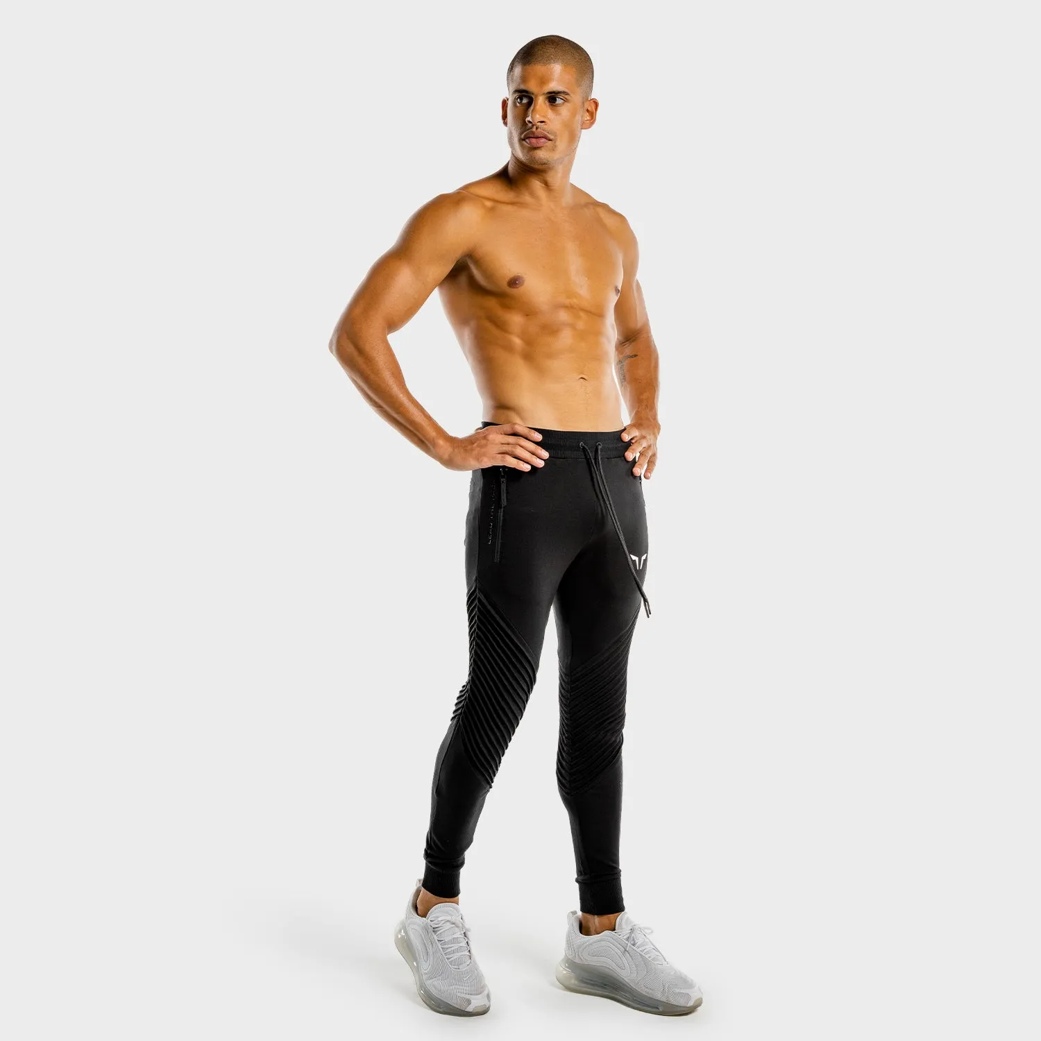 Statement Ribbed Joggers- Black