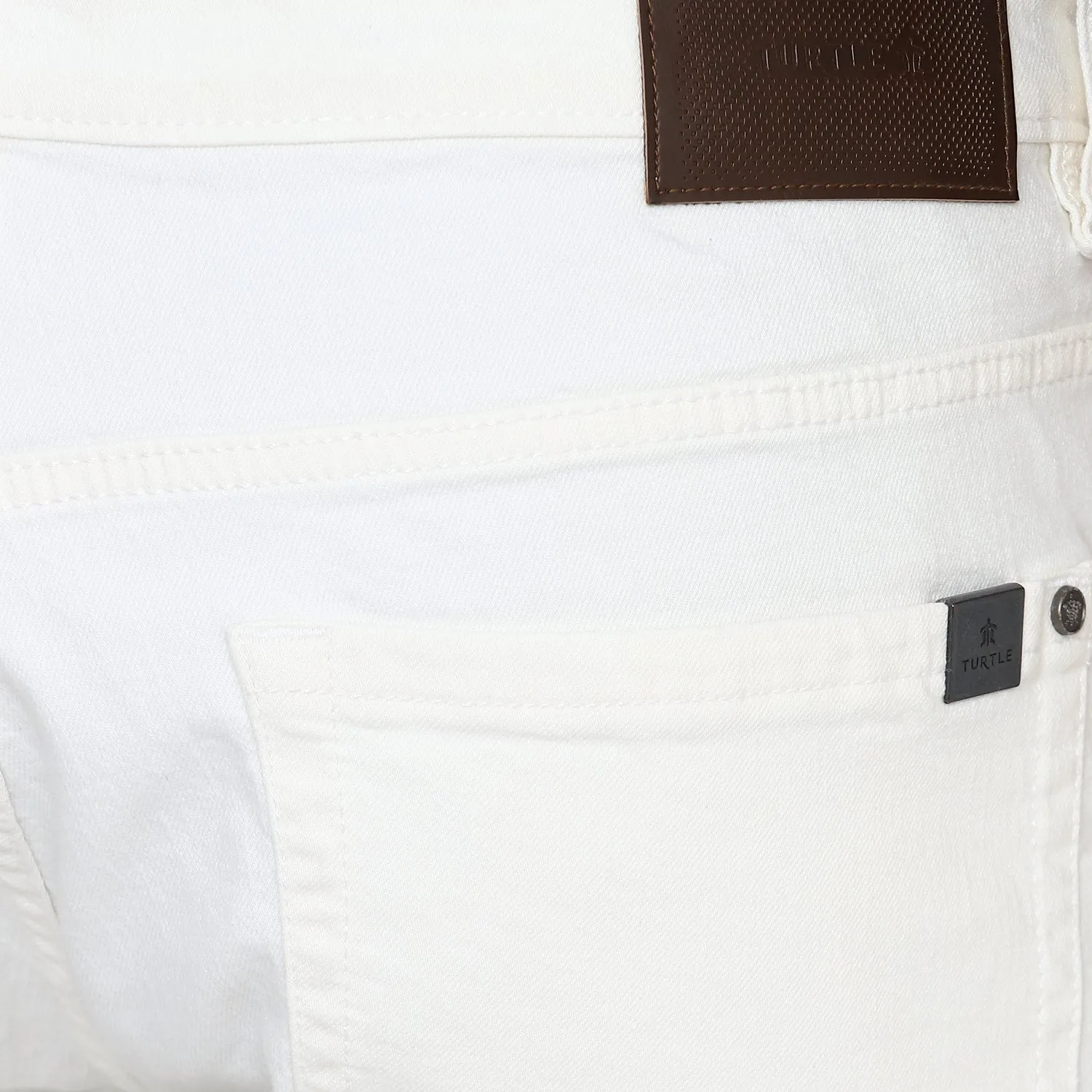 White Narrow Fit Cotton Stretch Jeans