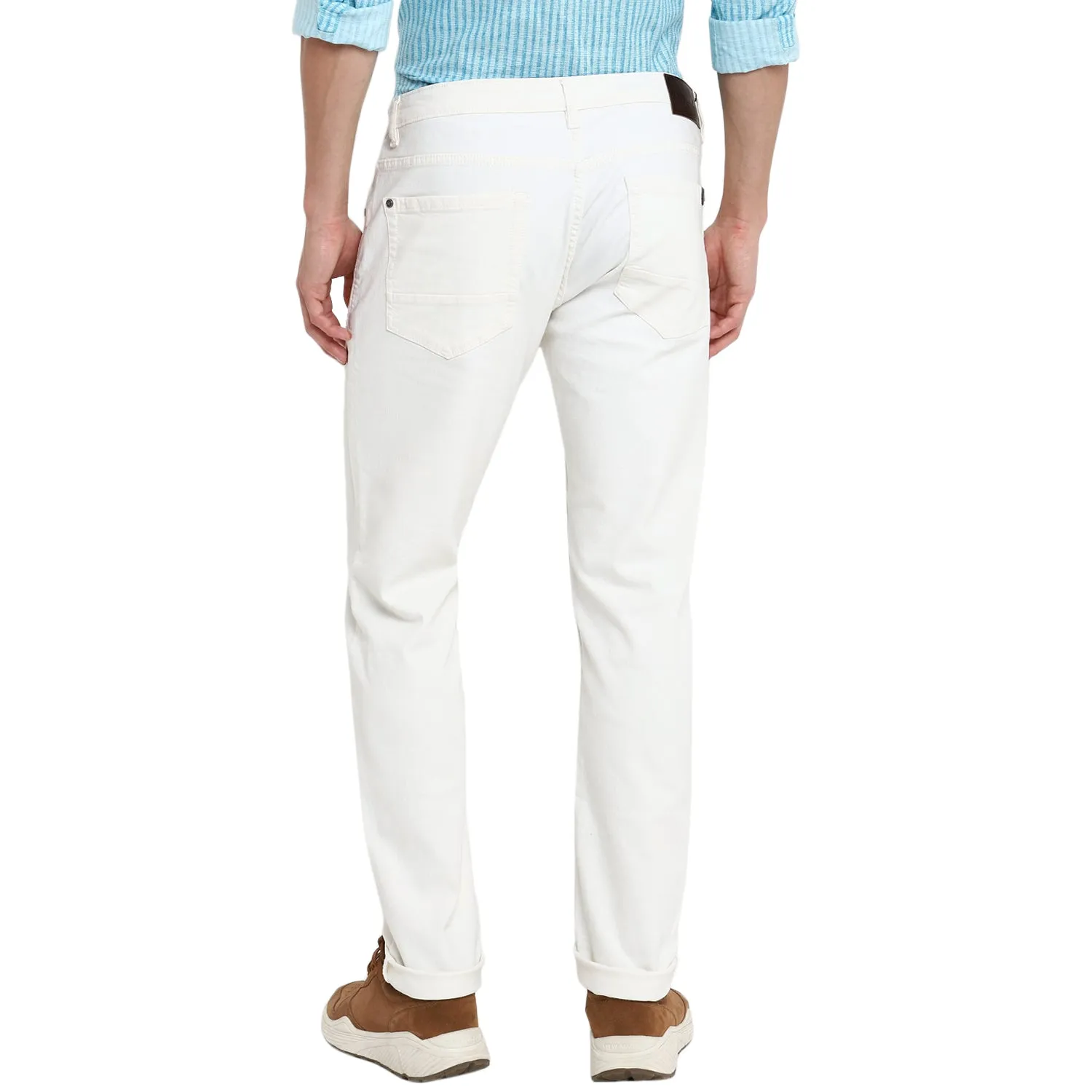 White Narrow Fit Cotton Stretch Jeans